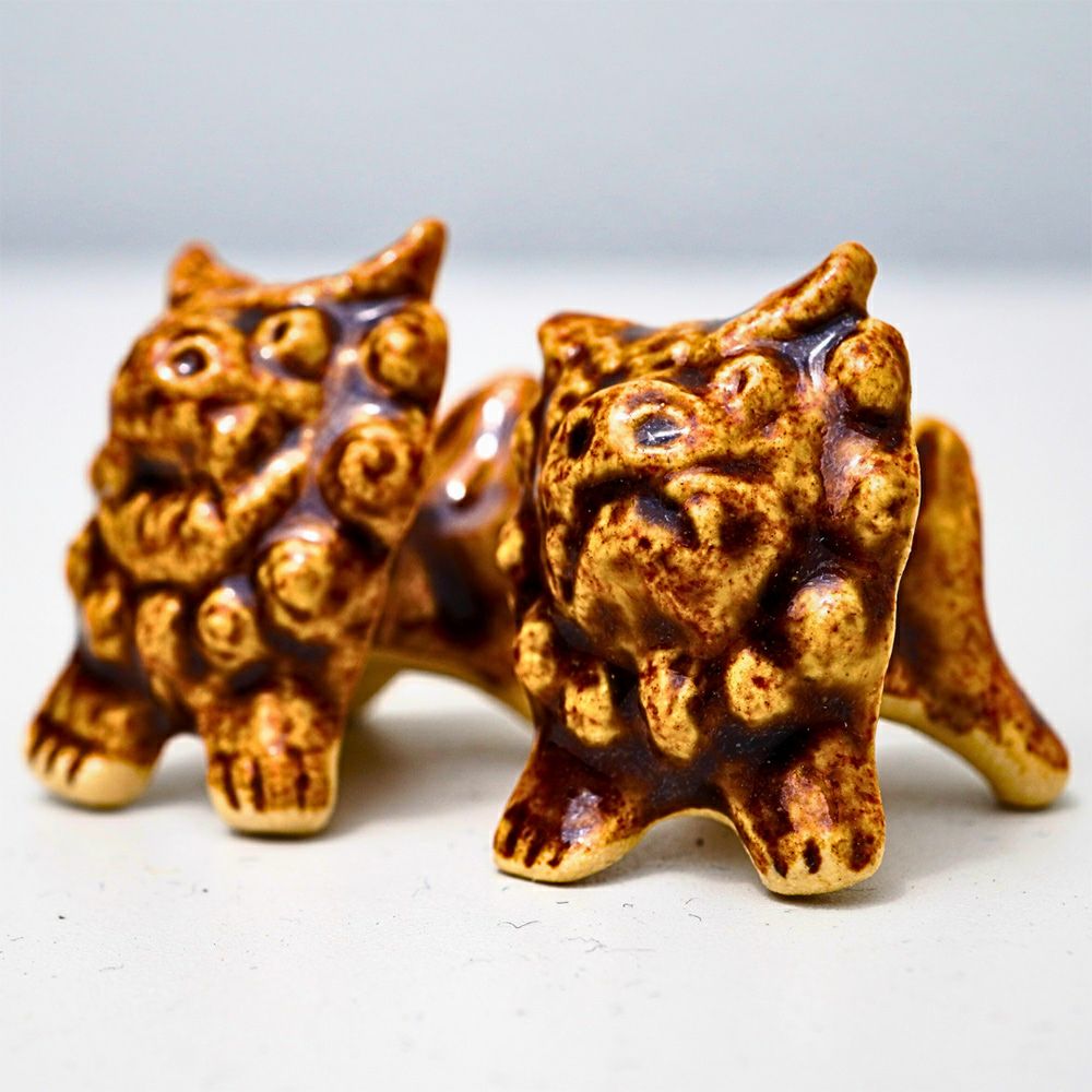 沖縄県/MITSUOシーサー美術館】開運シーサー箸置/オス・メスペアセット