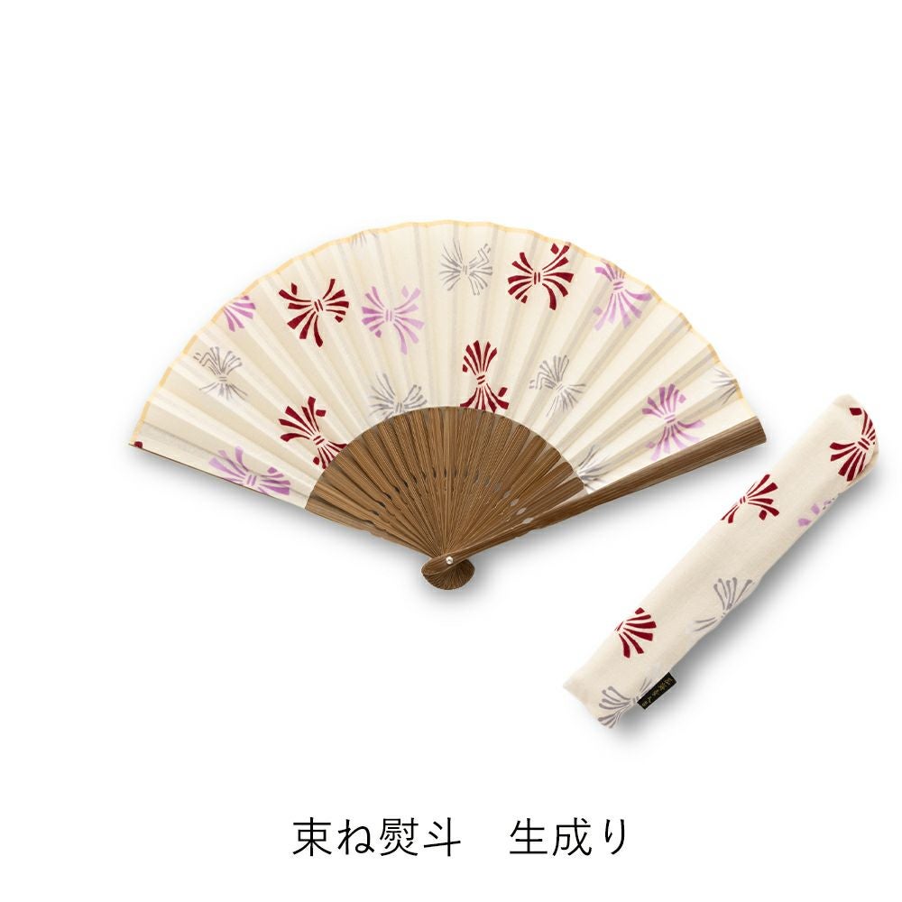 左海壺人】注染扇子 ケース付き 波千鳥/かまわぬ/束ね熨斗