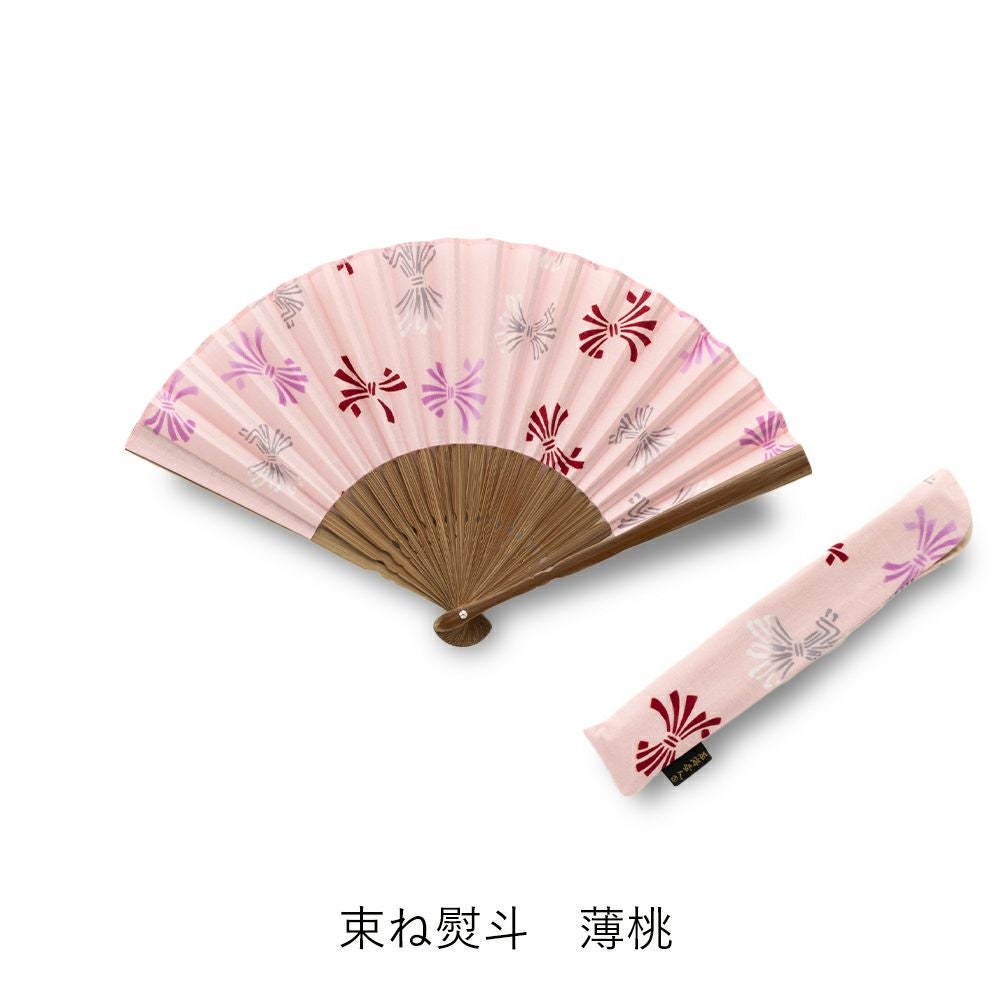 左海壺人】注染扇子 ケース付き 波千鳥/かまわぬ/束ね熨斗