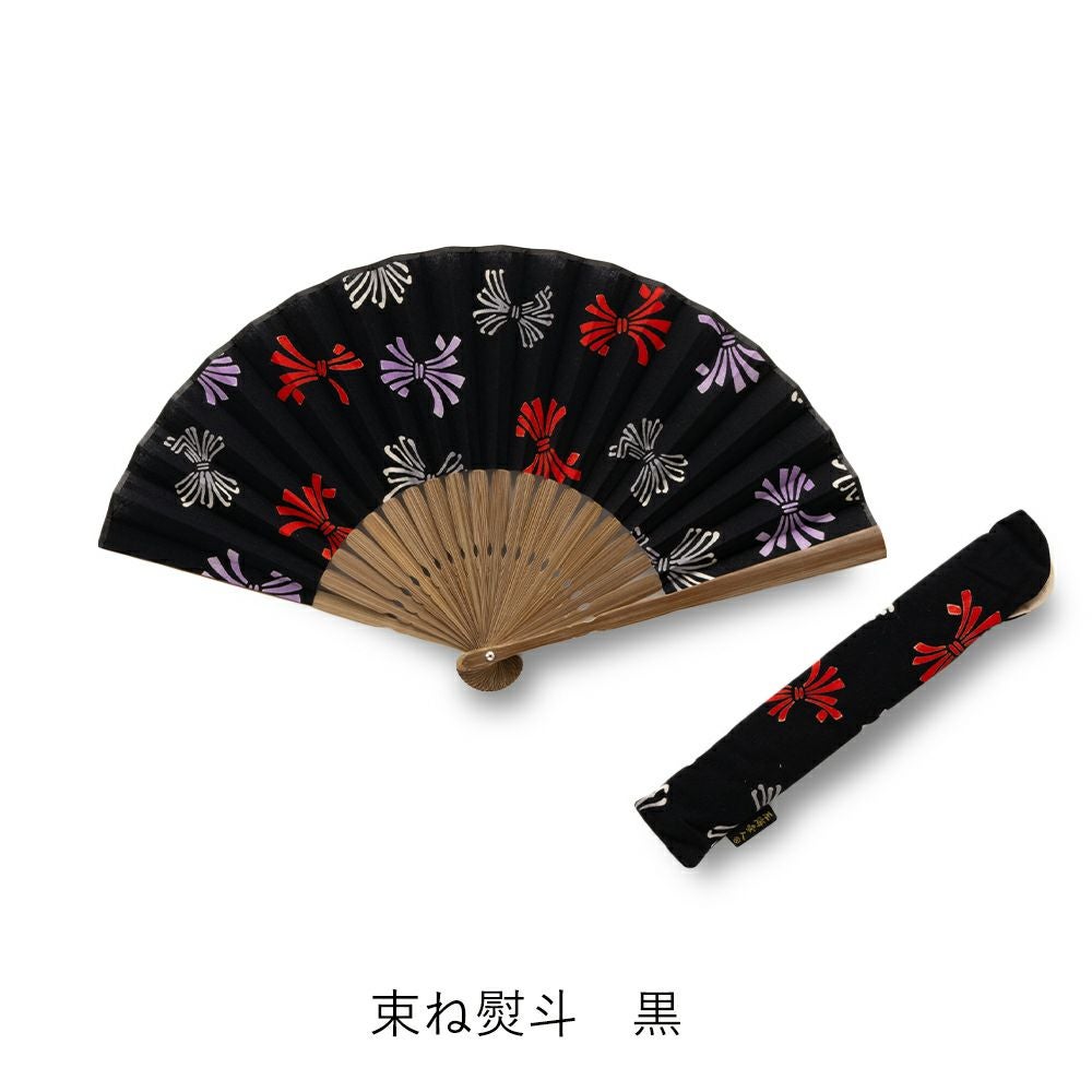 左海壺人】注染扇子 ケース付き 波千鳥/かまわぬ/束ね熨斗